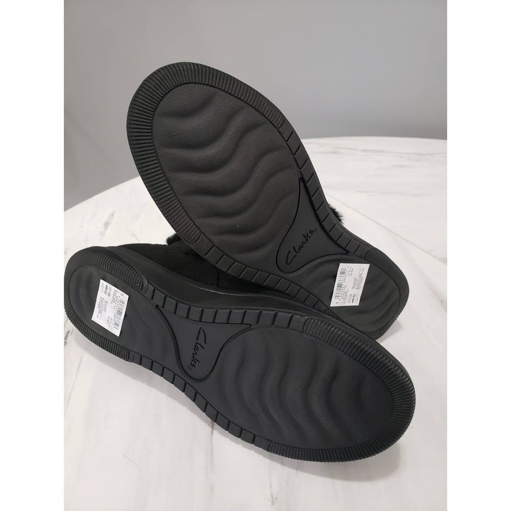NEW NO BOX SIZE 8 Clarks Cloudsteppers Breeze Faux Fur Slip On Ankle Boots Black - Picture 5 of 7